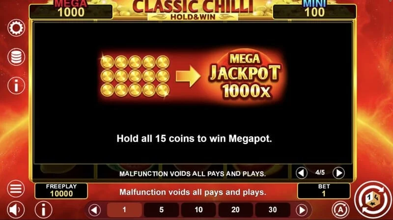 Classic Chilli Hold & Win - Bekleme turundaki yapışkan semboller