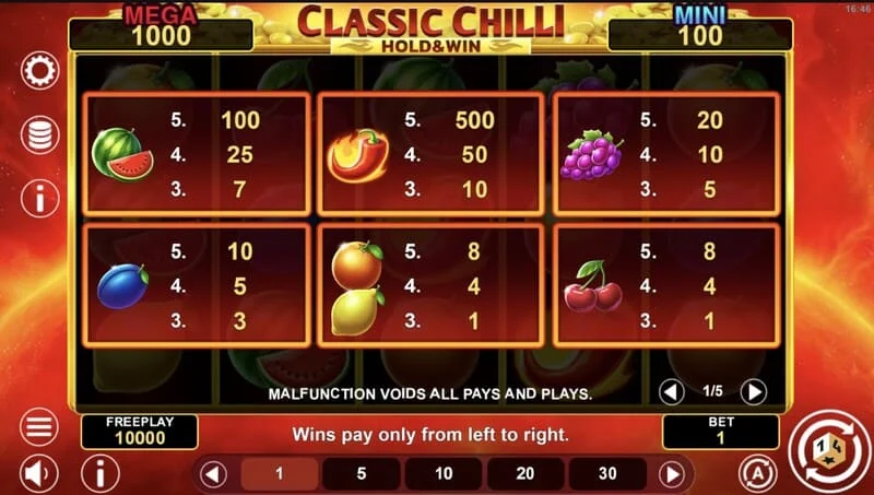 Classic Chilli Hold & Win - Sahadaki bonus jetonları